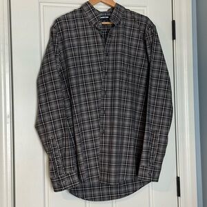 Mens Land’s End Long Sleeve Plaid No Iron Oxford Shirt Size L 16-16.5 EUC